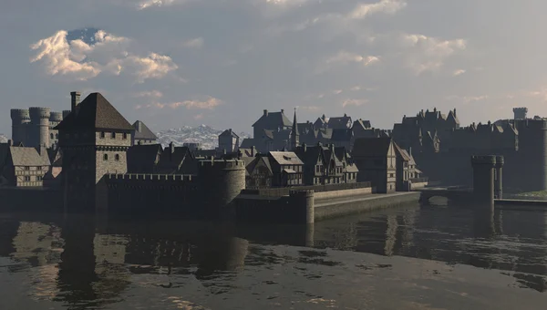 中世纪城市水闸门 — 图库照片