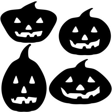 Cadılar Bayramı Balkabağı siluet çizimler