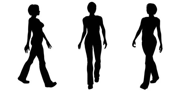 Woman Walking Silhouettes — Stock Photo, Image