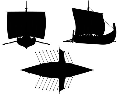 Viking Longship Silhouettes clipart