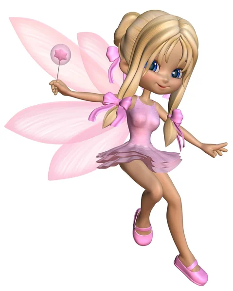 可爱的卡通芭蕾舞仙子在粉色 — — 跳跃 — 图库照片