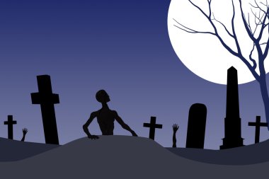 zombi mezarlığı Cadılar Bayramı kartı