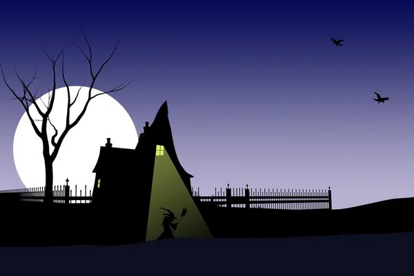 Cartão de bruxa de Halloween ou fundo — Fotografia de Stock