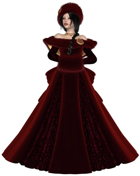 穿红衣服的冬季公主 — 图库照片