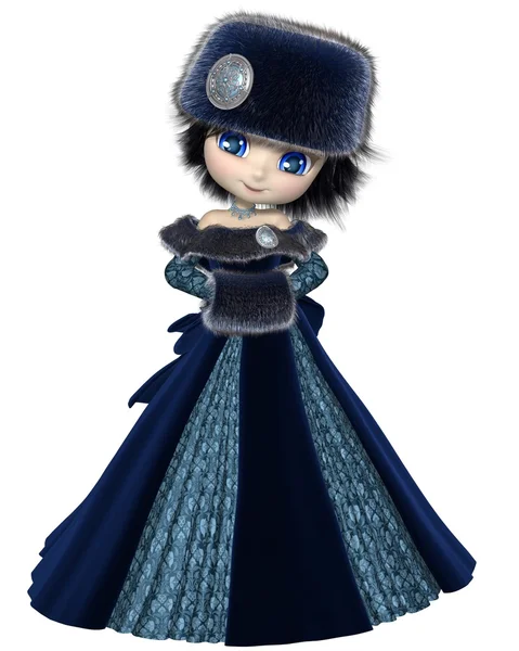 Toon Winter Princess in Blue — Stock Photo, Image