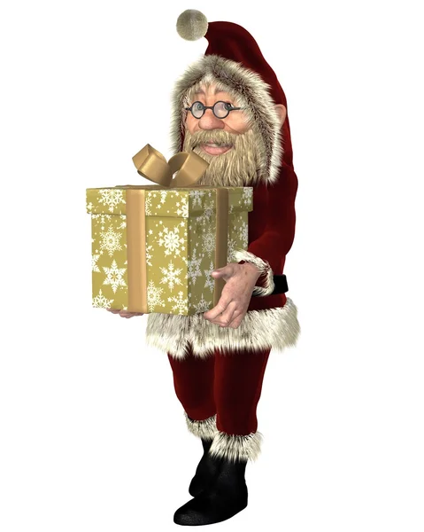 Papai Noel carregando um presente de Natal — Fotografia de Stock