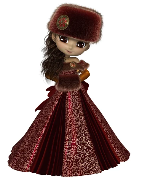 Toon winter princess in rot — Stockfoto