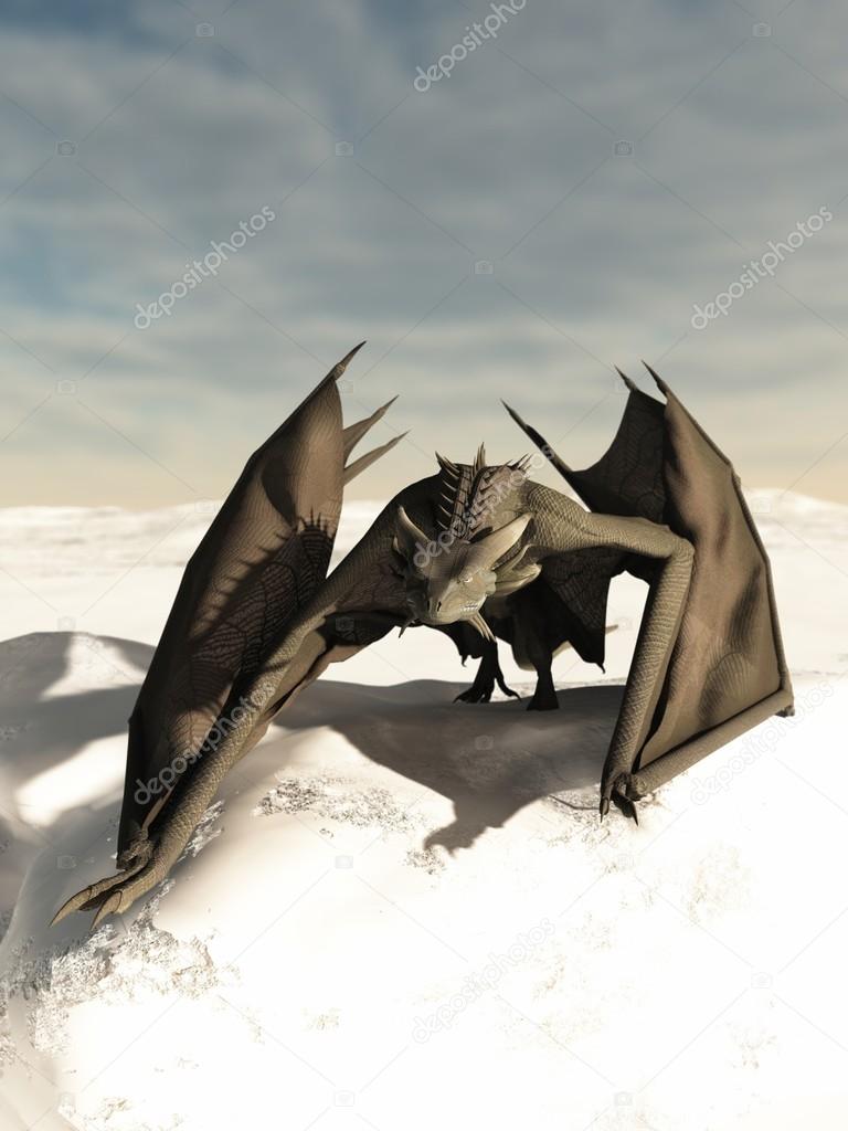 Dragon Prowling through the Snow