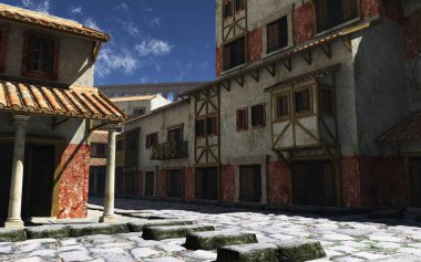 Antik Roma ile uzak su kemeri sokak