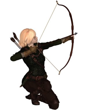 sarışın Bayan archer diz çökmüş