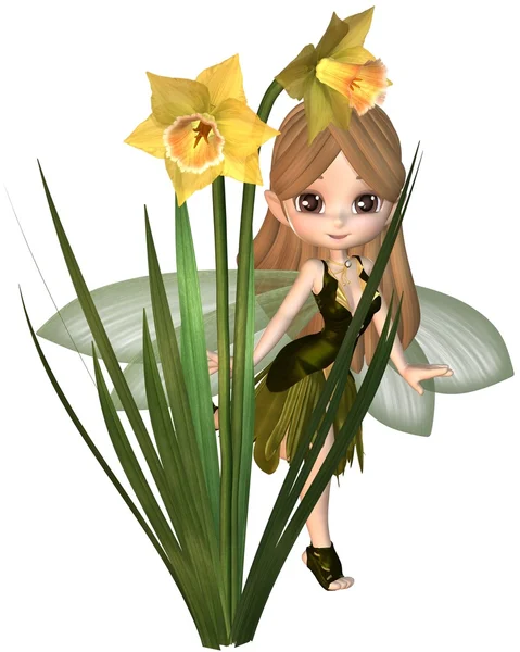 Bonito Toon Daffodil Fadas, Saltar — Fotografia de Stock