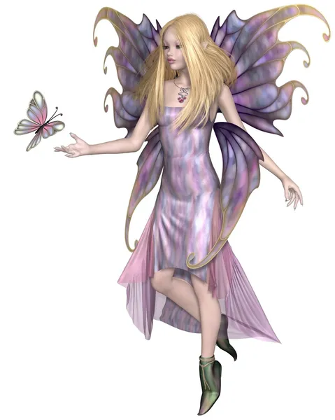 Purple Fairy with Butterfly — Stock Photo, Image