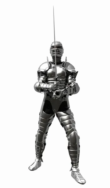Knight in Medieval Armour Holding Sword — Stock Photo, Image