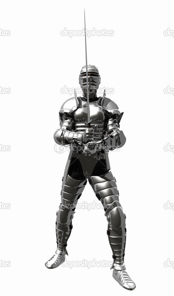 Knight in Medieval Armour Holding Sword