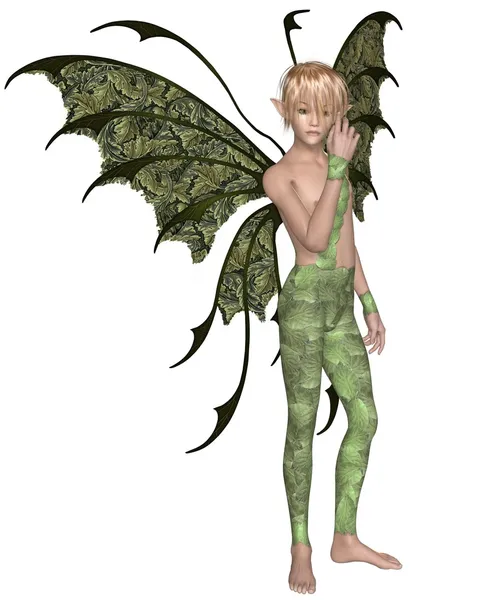 Fairy Boy in Green, Standing — Stock Photo, Image