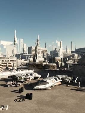 Spaceport in the Future City clipart
