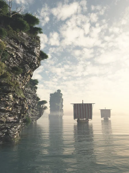 Viking longships bilinmeyen sularda