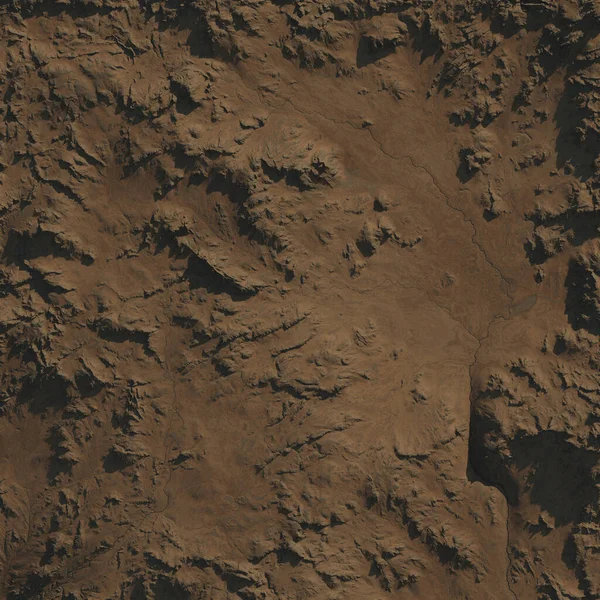沙漠行星表面的空中视图 3D数字渲染的科幻图解 — 图库照片