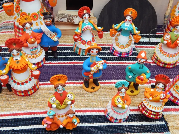 Bright Russian clay toys.Exhibition "New Year Expo 2013", Moscow. September, 2013. — Stock Photo, Image