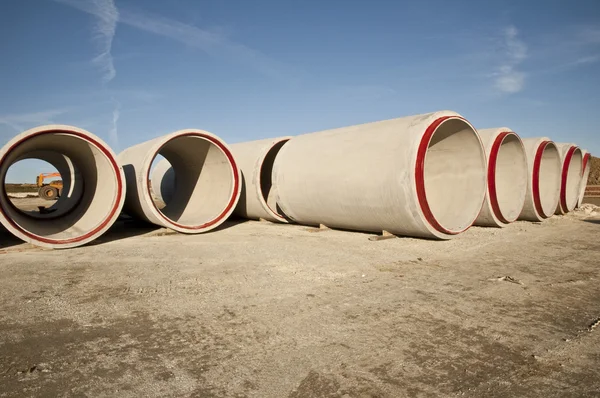 Stack concrete drainage pipe Royalty Free Stock Photos