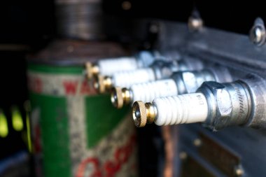 spare spark plugs in the uncluttered engine bay of a 1934 Morris Minor 8 saloon