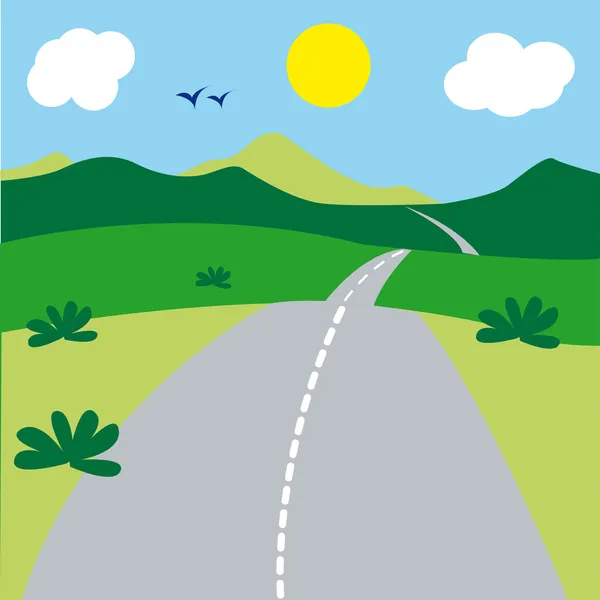 Paisaje, carretera — Vector de stock