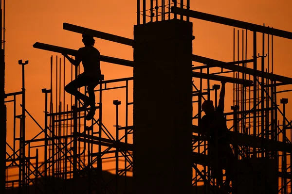 Construction site silhouette — Stock Photo, Image