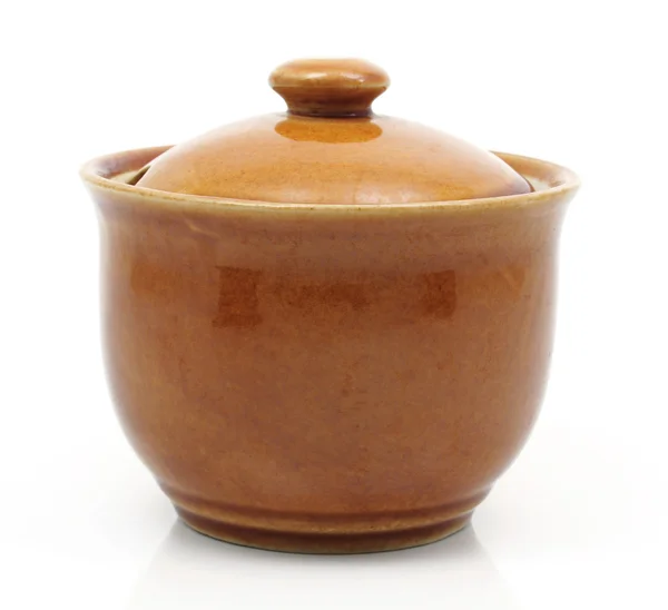 Brown bowl with lid — Stock Photo, Image