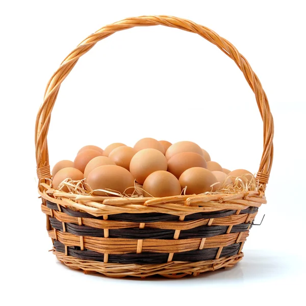 在篮子里的鸡蛋 — 图库照片