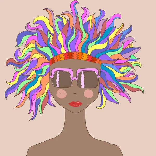 Κορίτσι με πολύχρωμα μαλλιά — Διανυσματικό Αρχείο