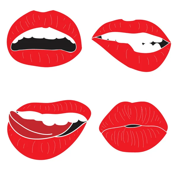 Conjunto de cuatro labios sexy — Vector de stock