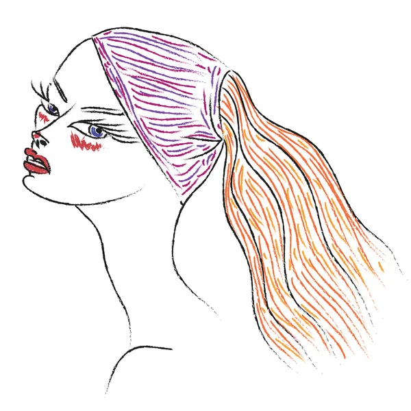 Contour de femme effrayante — Image vectorielle