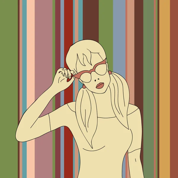 Jolie femme en lunettes de soleil — Image vectorielle