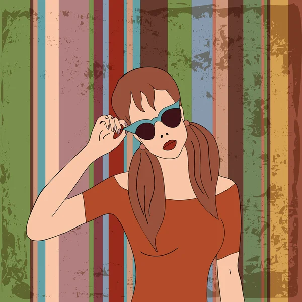 Jolie femme en lunettes de soleil — Image vectorielle