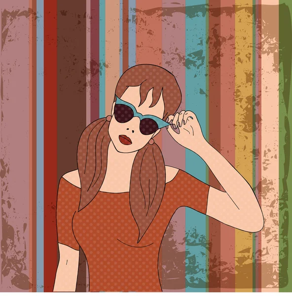 Jolie femme en lunettes de soleil — Image vectorielle