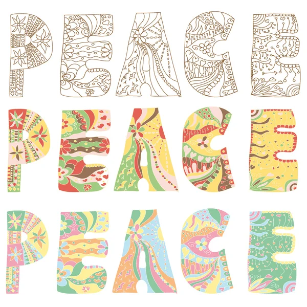 Renkli barış harfler — Stok Vektör
