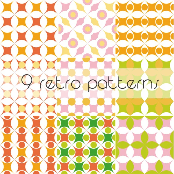 Set of 9 retro patterns — Stock Vector