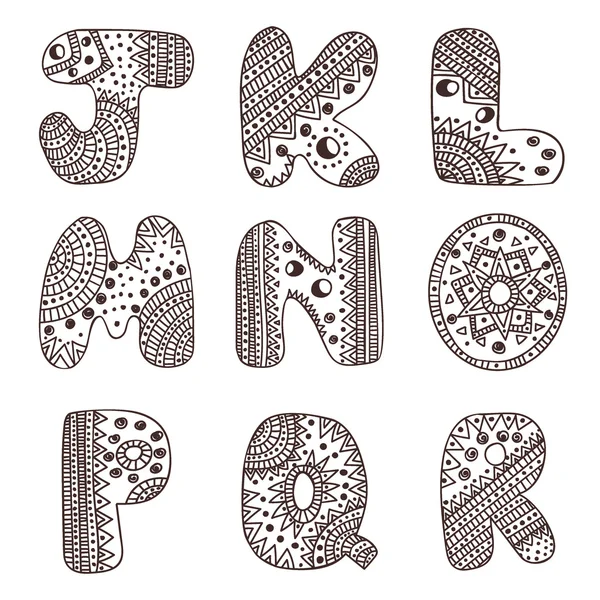 Alphabet letters from J to R — Stock Vector