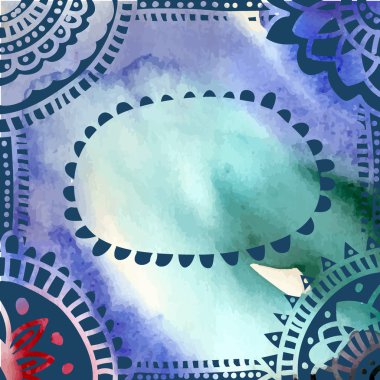 etnik çizilmiş suluboya kartpostal