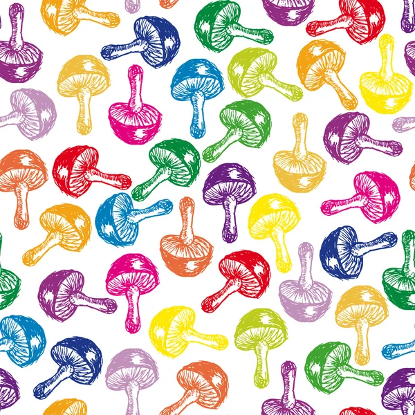 Seamless pattern with colorful mushrooms — Stock Vector