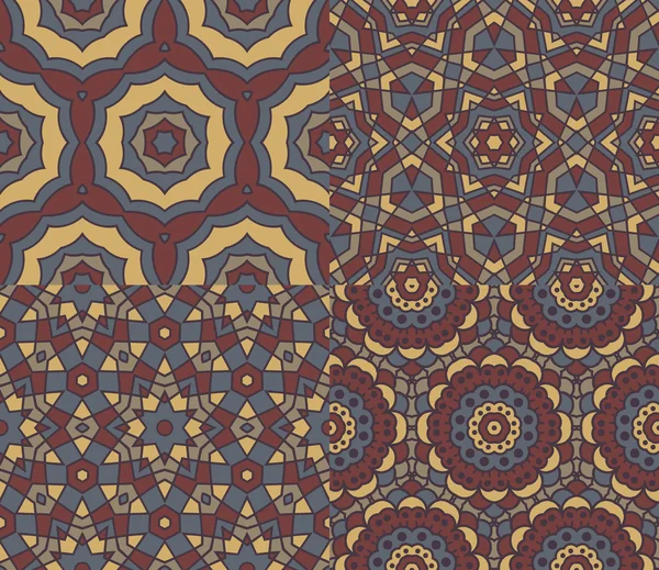 Conjunto de 4 patrones sin costura abstractos brillantes — Archivo Imágenes Vectoriales