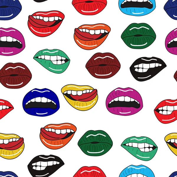 Dikişsiz vektör desen renkli seksi dudaklar