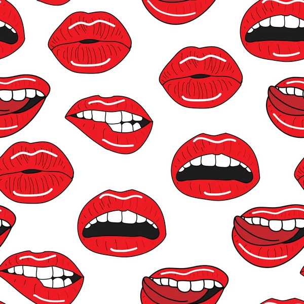Patrón de vector sin costuras con labios rojos sexy — Archivo Imágenes Vectoriales