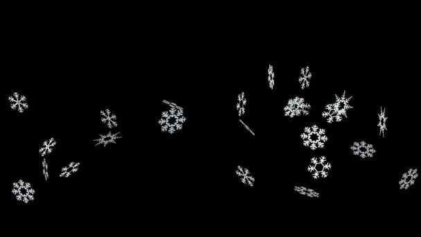アルファ層と雪片の流れの3Dアニメーション — ストック動画