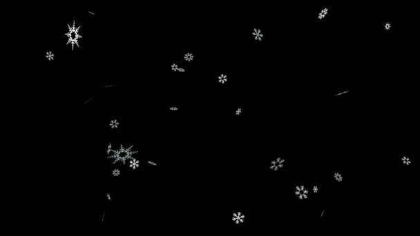 Animación Del Flujo Copos Nieve Con Capa Alfa — Vídeos de Stock