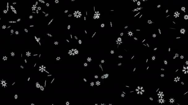 Animacja Przepływu Płatków Śniegu Warstwą Alfa — Wideo stockowe