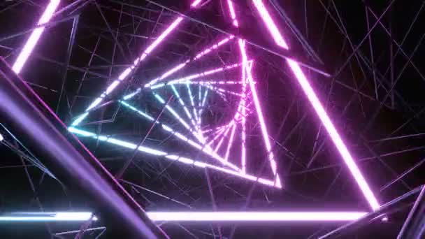 Animation Neon Tunnel Glowing Dark — Vídeo de Stock