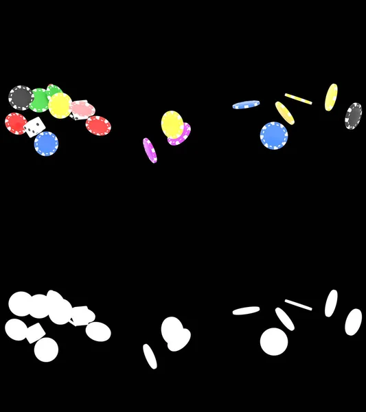 Illustration Pokermarker Och Tärningsflöde Med Alfa Skikt — Stockfoto