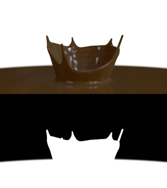 Illustration Chocolate Splash Crown Alpha Channel — Zdjęcie stockowe