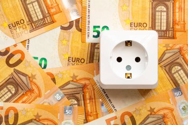 Avro banknotlarında izole edilmiş beyaz soket